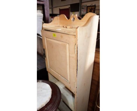 An Edwardian painted pine bathroom cabinet; a tin trunk and an oak washstand