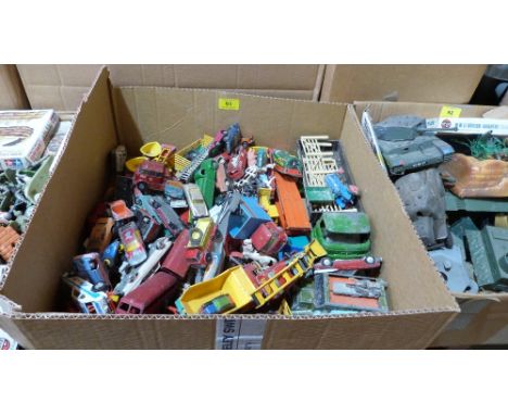 Vintage toys to include a Hornby tinplate engine shed; woodworking tools; toy soldiers and diecast vehicles