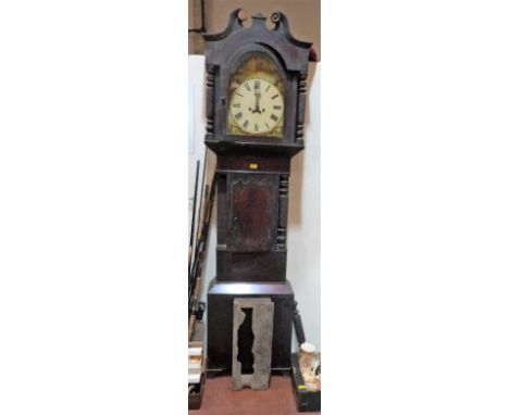 A 19th century mahogany longcase clock with 8 day movement for renovation but appears complete. 88'' high