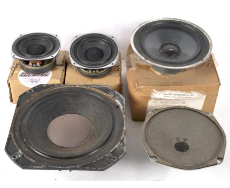 A Radford Bass Drive 1 Speaker, Type BD25/1, 4 ohms, a pair of Sound Lab speakers, 50W, Impendance 8 ohms, Cat. No. AF521, 13