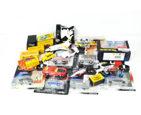 A collection of James Bond related diecast, including aircraft, cars, figures and more, some in the original boxes, together 