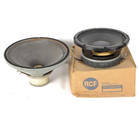 A RCF high-power mid-bass speaker, model no. L10-75OY, diameter 24cm, together with another speaker, diameter 30cm