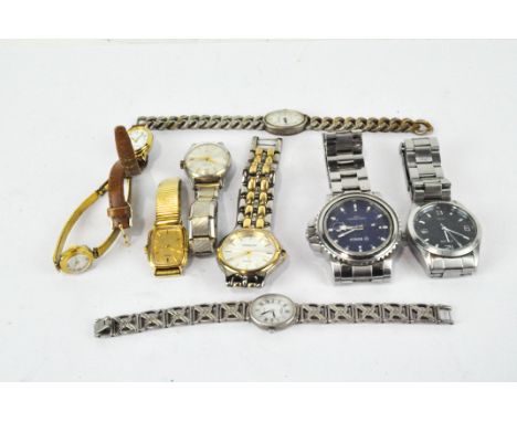 A selection of vintage wristwatches, including an 835 silver cased ladies wristwatch, a Solora calendar, Bosch and more