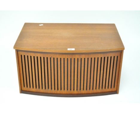 A vintage Garrard speed record player, model 2000, in wooden bow fronted box, 62cm wide