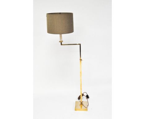 A Vaughan 'Ludlow' gilt-metal adjustable floor lamp with silk shade, approximately 132cm high overall