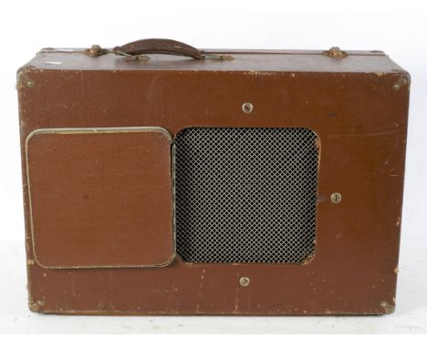 A Thomas-Houston Co. Ltd loud speaker, type AA10A, serial no. R150587, DC5859, within a brown leatherette case with carry han