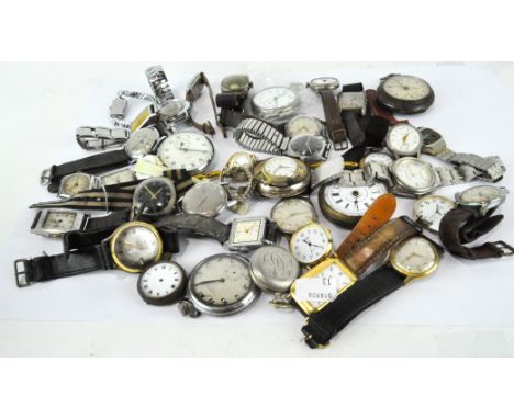 A selection of assorted watches, including vintage wristwatches, a stop watch, early Swiss made pocket watch and more
