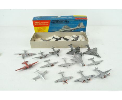 A collection of pre and post war Dinky aircraft, including a P.IB Lightning, Light aircraft, no. 735 Gloster Javelin, Fairey 