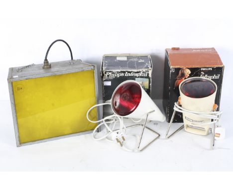 Two infrared lamps and a safelight filter, comprising: a Philips Infraphil lamp, a Philips Infraphil HP 3609/S lamp, the safe