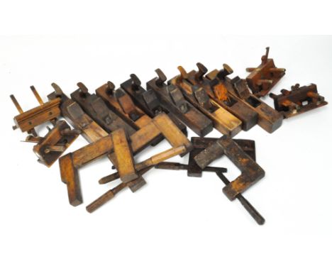 A selection of woodworking tools, comprising of eight jack planes and others, the majority with makers stamped to sides