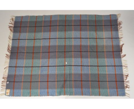 A vintage Shetland wool blanket by Pringle, Scotland, in greens, blues and russet, 135cm x 185cm