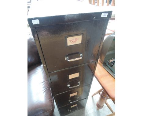 A vintage 3 drawer filing cabinet and contents