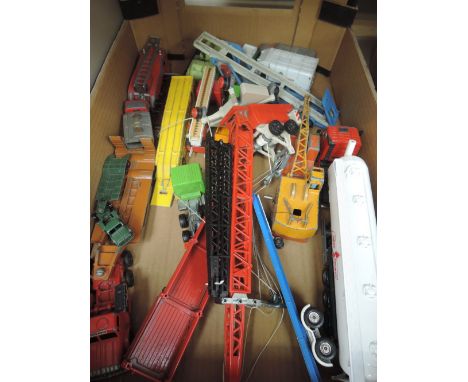 A box of friction die-casts including Dinky, Matchbox etc