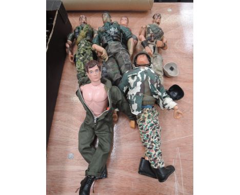 A 1950's Pallitoy Action Man, 1970's CPG Productions Action Man and four modern Action Men