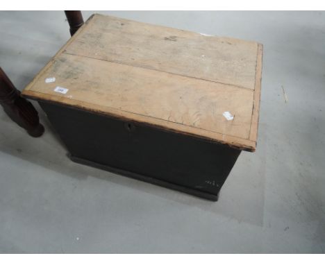 A vintage small painted bedding/storage box