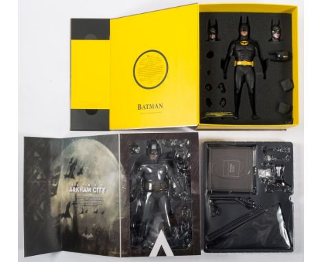 A Hot Toys 1/6th scale figure 'Batman' DX09:, together with a 'Batman Arkham City' figure, both boxed . (incomplete)