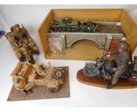 A 1/16th scale Kettenkrad: a 1/16th scale model of a BMW motorcycle and rider, various other dioramas etc.