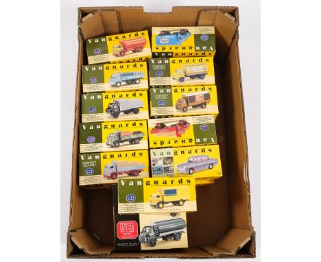 Vanguard, a collection of 1/43rs and 1/64th scale diecast vehicles: mostly delivery vans, delivery lorries and saloon cars, a