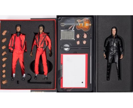 An Enterbay 1/6th scale figure 'Elvis Presley 68' Comeback Special' and a Hot toys Michael Jackson 'Thriller' figure set: the