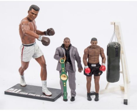 Two 1/6th scale figures of Mike Tyson and a 1/4th scale figure of Muhammad Ali:, 
