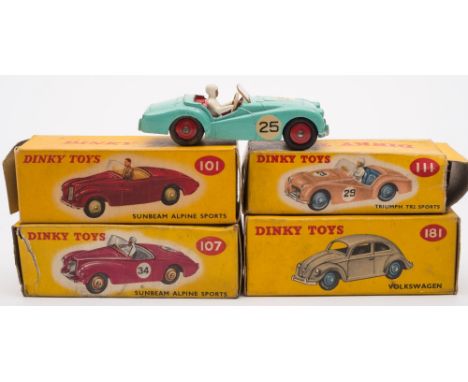 Dinky 181 Volkswagen:, together with 107 Sunbeam Alpine Sports, 111 Triumph TR2 Sports and 101 Sunbeam Alpine Sports all boxe