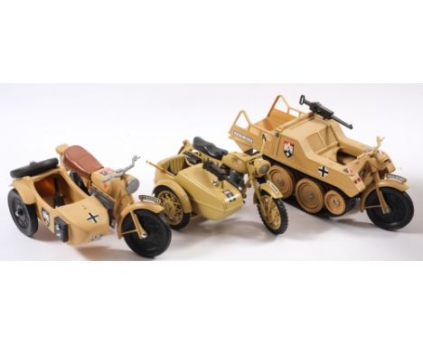 A Palitoy Action Man 'German Motorcycle & Sidecar' in original box:, together with an unboxed Cherilea German Army Motorcycle