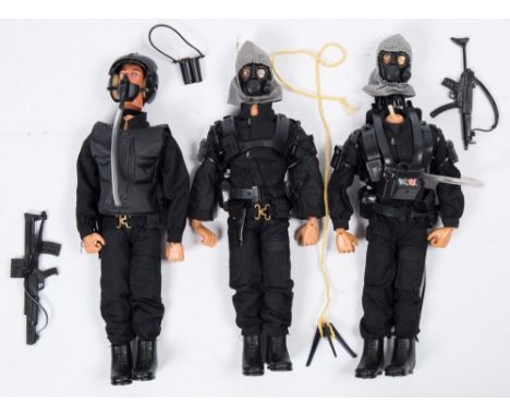 Three Action Man SAS dressed figures:, heads loose (3)