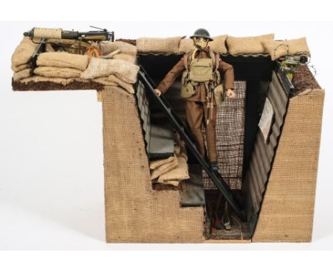 A 1/6th scale diorama of a WWI machine gun trench emplacement:, 40 cm x 62cm 