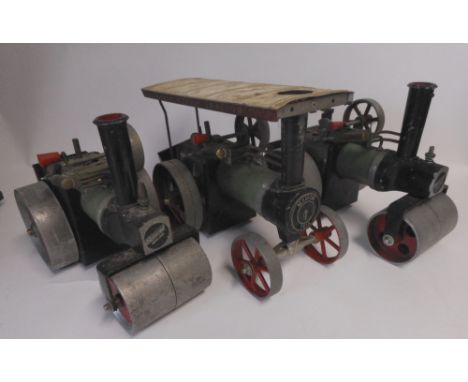 Mamod, a live steam traction engine: together with two live steam road rollers, all unboxed. (3).