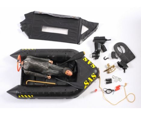 A Palitoy Action Man SAS Beachhead Attack set:, unboxed, (unchecked for completeness) together with a flock haired 'Eagle eye