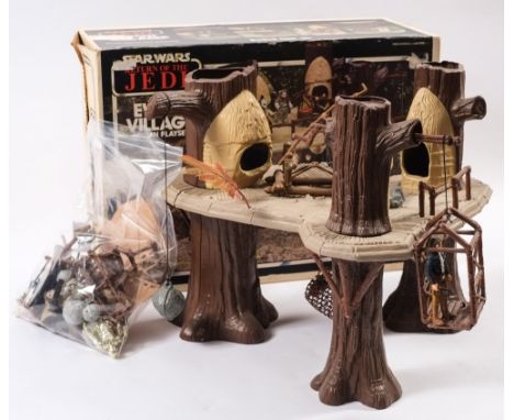 A Kenner Star Wars Return of The Jedi Ewok Village Playset:, together with an Ewok glider, Speeder bike and other related pie