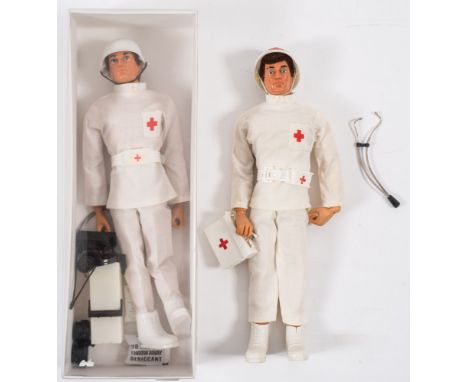 Two Palitoy Action Man flock hair Medic figures:, both with 'Eagle eyes' and accessories (2) 