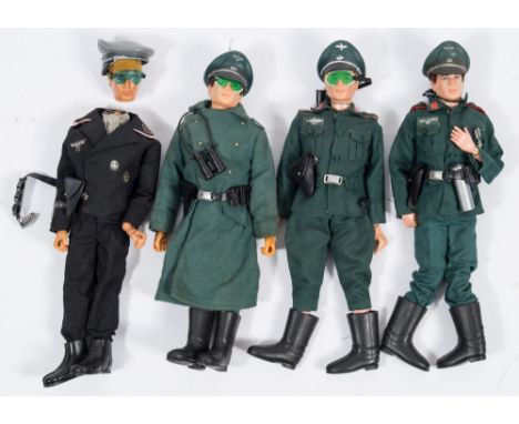 A group of four Action Man flock hair figures in German uniform:, including Camp Kommandant, Panzer captain and two others (t