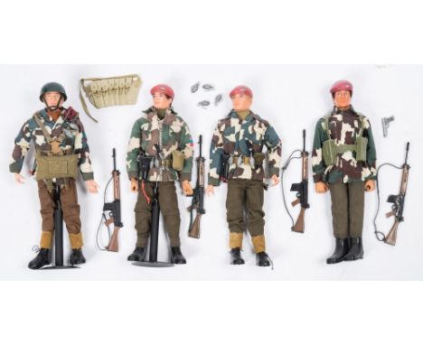 Four Action Man flock hair figures in Parachute Regiment Uniform :(4)