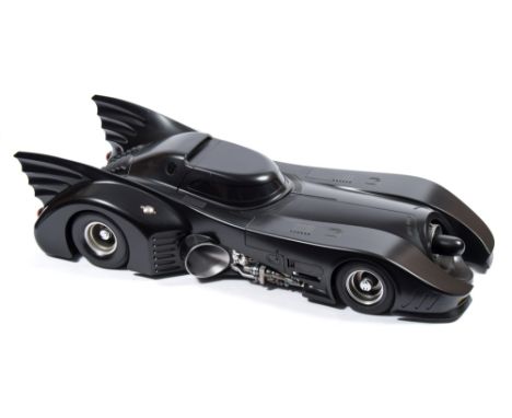 A Hot Toys 1/6th scale 'Batmobile' (1989 film version):, unboxed with shield cover and some accessories, 100cm long