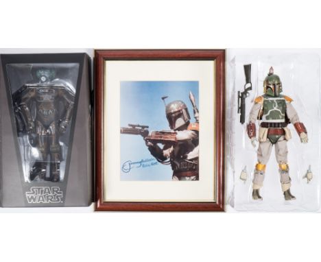 Two Medicom Toy 1/6th scale Star Wars Figures' Bobba Fett' and '4-Lom':, boxed (both appear complete,no stands) together with