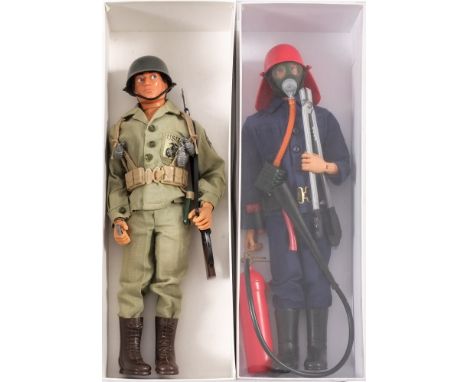 An Action Man flock hair Crash Crew figure and a USMC figure with accessories:, (2).