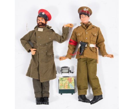 An Action Man flock hair Colditz Escape Officer with  map and case:, together with a flock hair Military Police Officer (2)