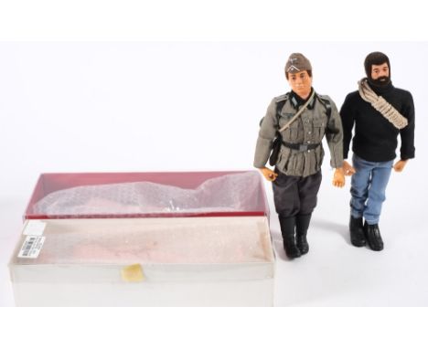 An Action Man flock hair Explorer and German Infantryman:, together with two  basic flock hair 'Eagle eyes' figures (4)