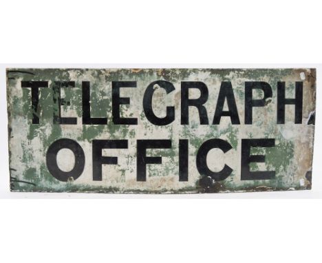 A white enamel sign 'Telegraph Office':, 41.5cm x 104cm. (a/f)