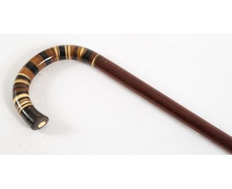 An early 20th century horn handled walking stick:, 87cm long