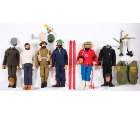 A group of six various Action Man figures:, including Mountain Explorer,  Panzer Tank Commander and others, together with a s