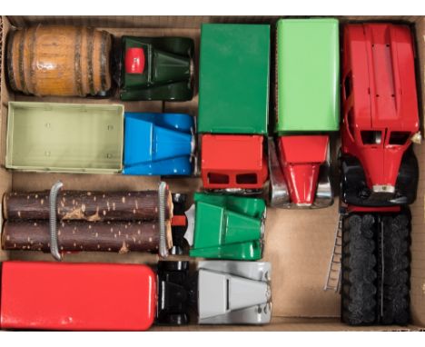 Tri-ang Minic a group of  eight re-issue vehicles:, including  Fire Engine and Timber lorry (8)