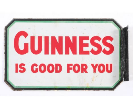 A  rectangular double sided enamel shop sign 'Guinness Sold Here' and 'Guinness Is Good For You':, produced by James Brouton 