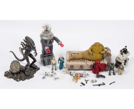 A small group of Palitoy/Kenner Star wars figures: ,including Jabba the Hutt, together with a collection of other scifi relat