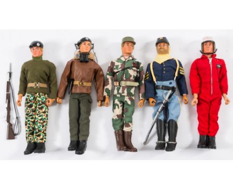 A group of four Action Man figures:, comprising Red Devil, Tank Commander and 7th Cavalry, together with a GI Joe Adventure t