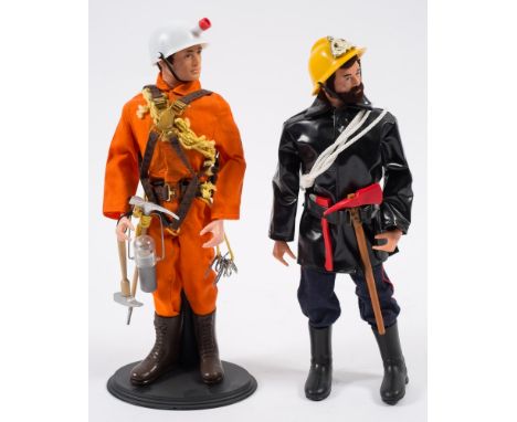 A Palitoy Action Man flock hair figures, Fireman and Underground Rescue:, (2)