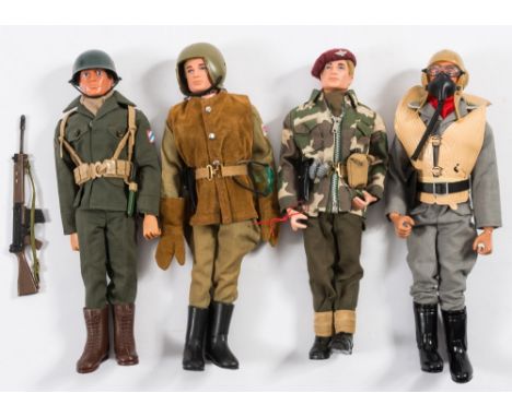 A group of four Action Man figures, US Machine Gunner, Luftwaffe Pilot, Dispatch Rider and Parachute Regiment:, (4).