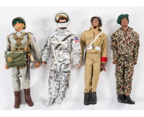A group of four Action Man figures:, comprising two Tom Stone figures, an Astronaut and a US Airborne Parachute (4)