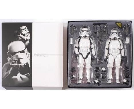 Hot Toys a boxed pair of 1/6th scale Star Wars Stormtroopers:, MMS268 ( accessories incomplete)